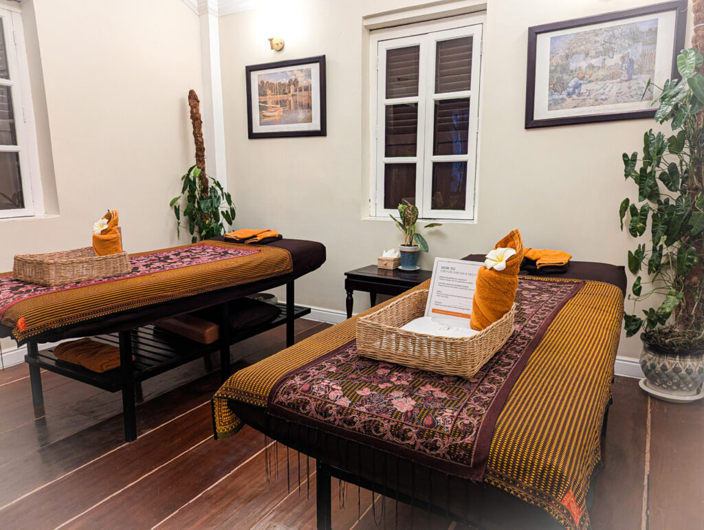 khmer massage tables at lemongrass garden spa in battambang