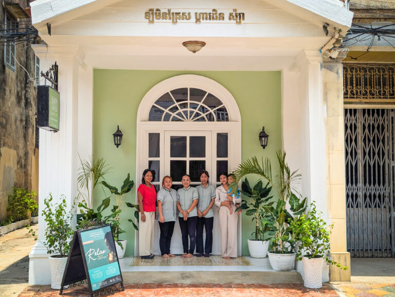staff outside our lemongrass garden battambang spa